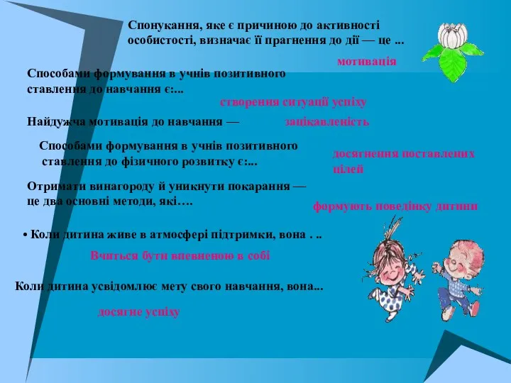 Спонукання, яке є причиною до активності особистості, визначає її прагнення