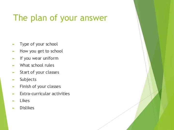 The plan of your answer Type of your school How