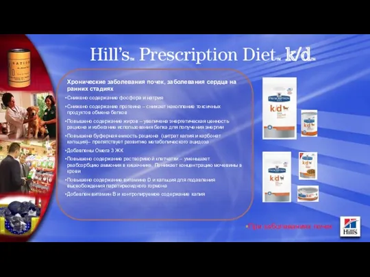 Hill’sTM Prescription DietTM k/dTM Хронические заболевания почек, заболевания сердца на