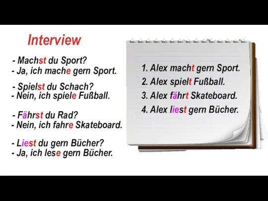 Interview - Machst du Sport? - Ja, ich mache gern