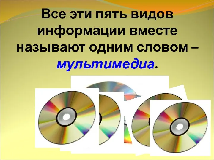 Все эти пять видов информации вместе называют одним словом – мультимедиа.