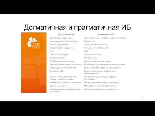 Догматичная и прагматичная ИБ