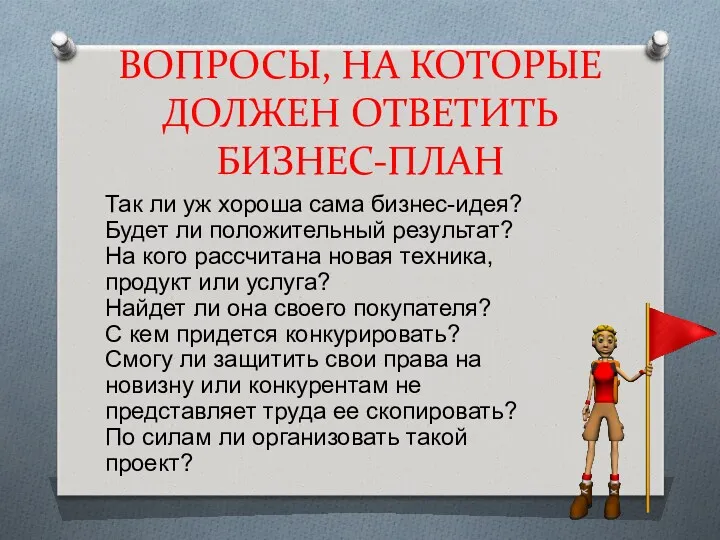 ВОПРОСЫ, НА КОТОРЫЕ ДОЛЖЕН ОТВЕТИТЬ БИЗНЕС-ПЛАН Так ли уж хороша