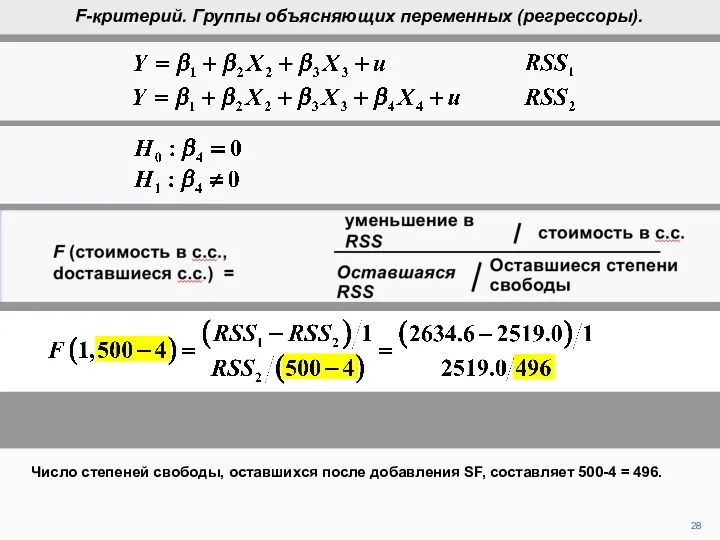 F (cost in d.f., d.f. remaining) = reduction in RSS