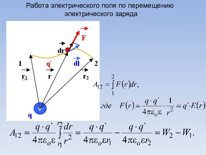 Работа электрического поля по перемещению электрического заряда