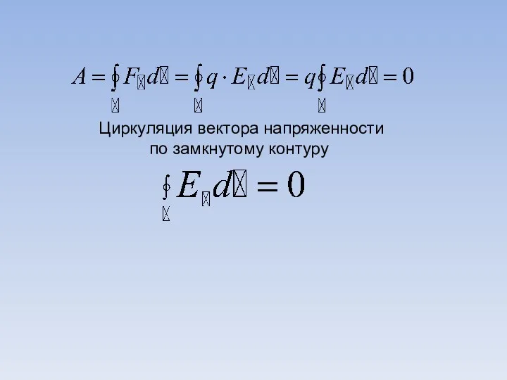 Циркуляция вектора напряженности по замкнутому контуру