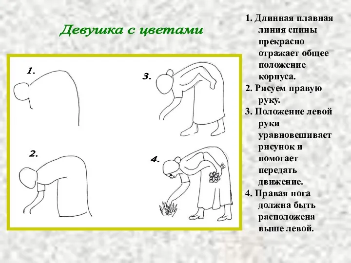 Девушка с цветами 1. Длинная плавная линия спины прекрасно отражает