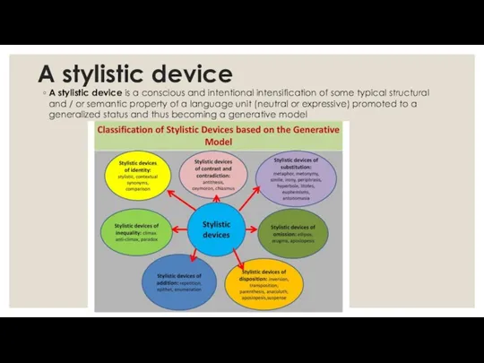 A stylistic device A stylistic device is a conscious and