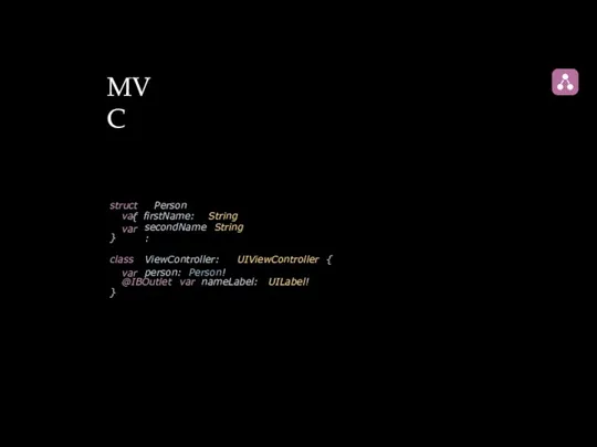 MVC struct Person { var firstName: var String secondName: String