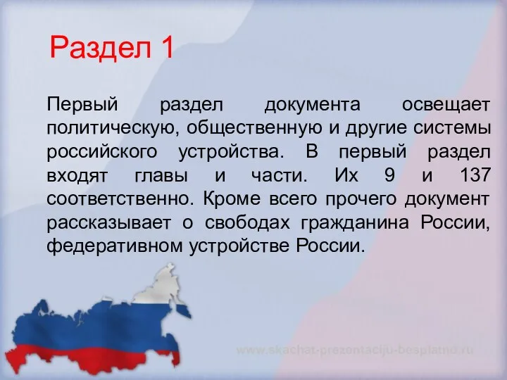 Раздел 1 Первый раздел документа освещает политическую, общественную и другие