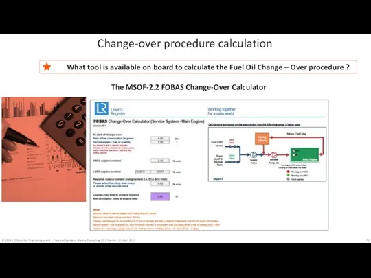 Change-over procedure calculation The MSOF-2.2 FOBAS Change-Over Calculator What tool