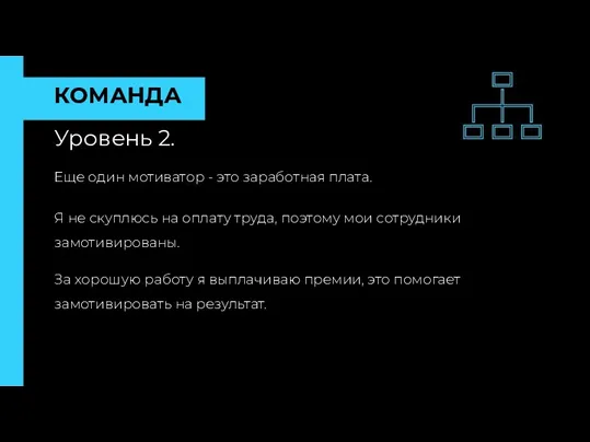 КОМАНДА Уровень 2. Еще один мотиватор - это заработная плата.