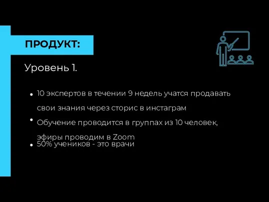 ПРОДУКТ: ПРОДУКТ Уровень 1. 10 экспертов в течении 9 недель