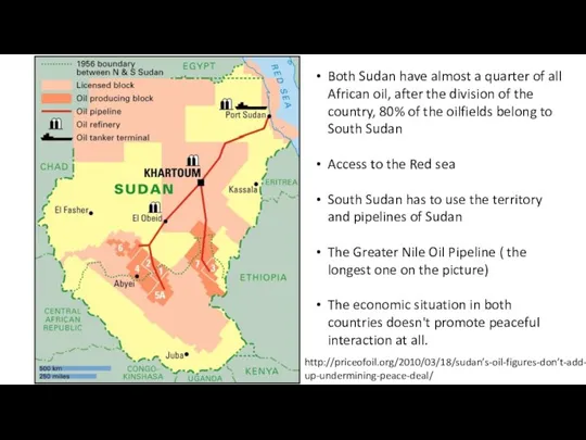 Both Sudan have almost a quarter of all African oil,