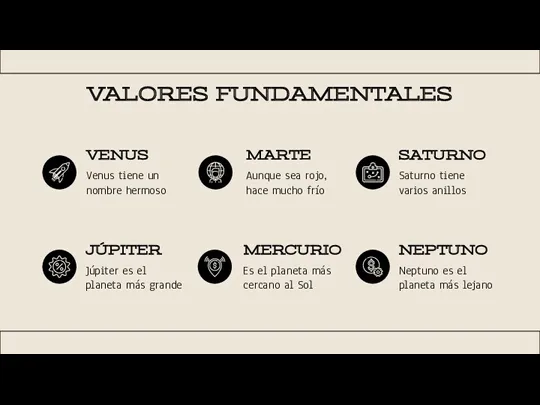 JÚPITER Júpiter es el planeta más grande VALORES FUNDAMENTALES MERCURIO