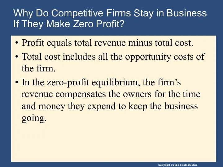 Why Do Competitive Firms Stay in Business If They Make