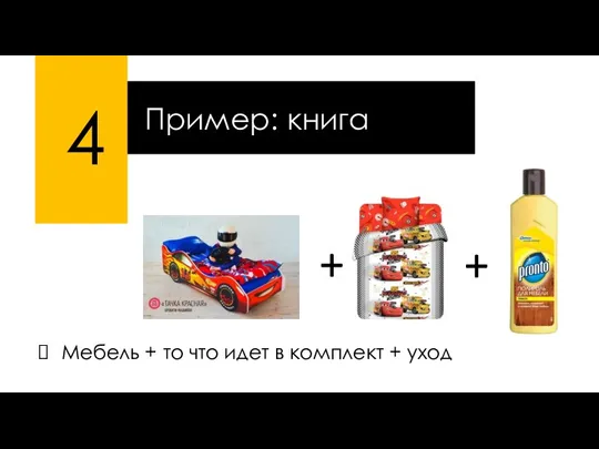 4 Пример: книга Мебель + то что идет в комплект + уход + +