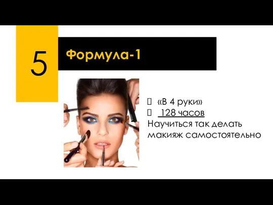 5 Формула-1 «В 4 руки» 128 часов Научиться так делать макияж самостоятельно