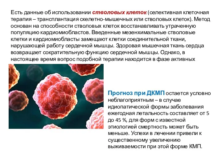 Есть данные об использовании стволовых клеток (селективная клеточная терапия –