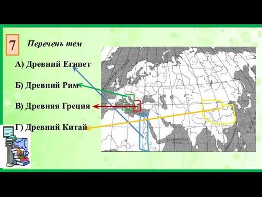 Перечень тем 7 А) Древний Египет Б) Древний Рим В) Древняя Греция Г) Древний Китай