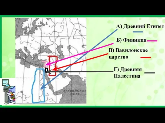 А) Древний Египет Б) Финикия В) Вавилонское царство Г) Древняя Палестина