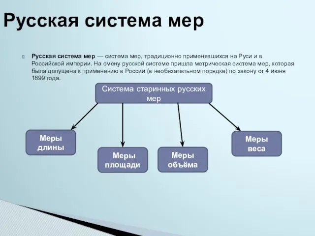 Русская система мер — система мер, традиционно применявшихся на Руси