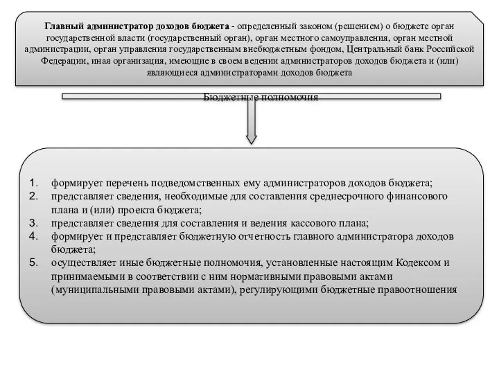 Главный администратор доходов бюджета - определенный законом (решением) о бюджете