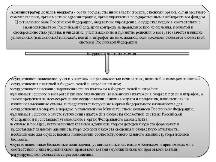 Администратор доходов бюджета - орган государственной власти (государственный орган), орган