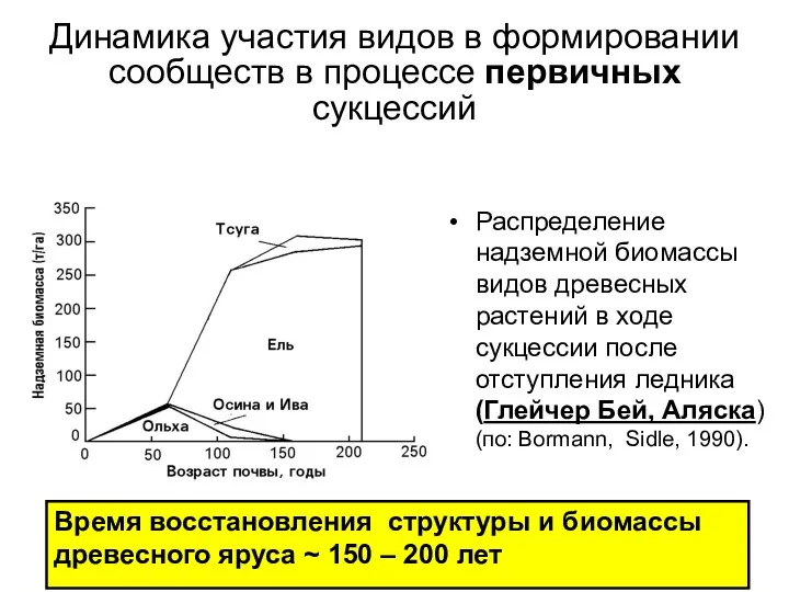 Динамика участия видов в формировании сообществ в процессе первичных сукцессий