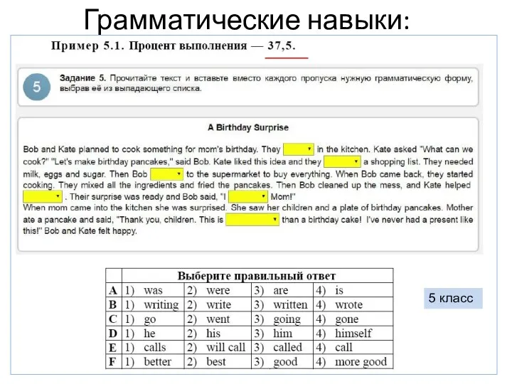 Грамматические навыки: 5 класс