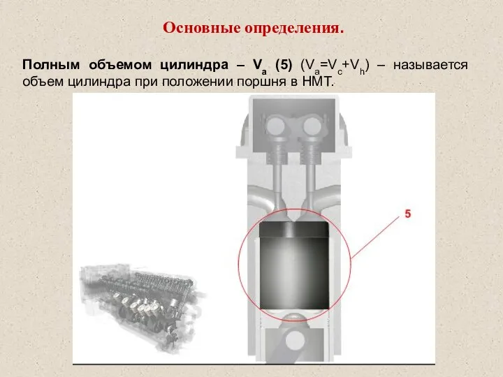 Основные определения. Полным объемом цилиндра – Va (5) (Va=Vc+Vh) –