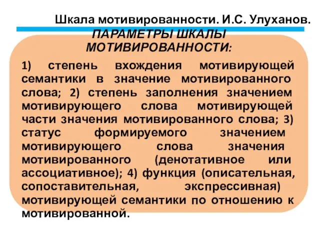 Шкала мотивированности. И.С. Улуханов.