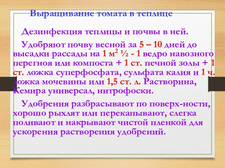 Выращивание томата в теплице Дезинфекция теплицы и почвы в ней.