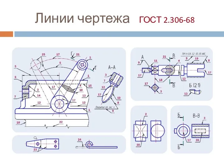 Линии чертежа ГОСТ 2.306-68