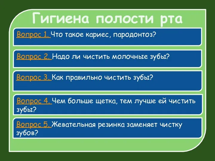 Гигиена полости рта Вопрос 1. Что такое кариес, пародонтоз? Вопрос