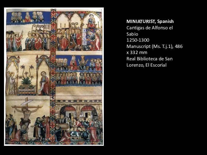 MINIATURIST, Spanish Cantigas de Alfonso el Sabio 1250-1300 Manuscript (Ms. T.j.1), 486 x