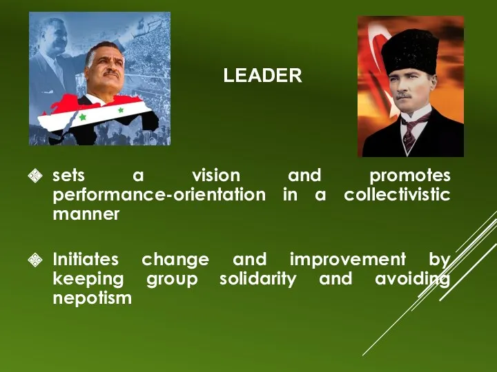 LEADER sets a vision and promotes performance-orientation in a collectivistic