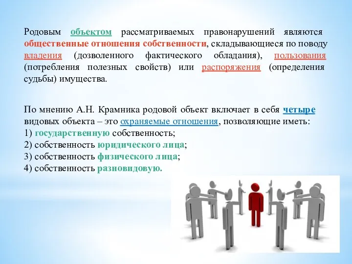 Родовым объектом рассматриваемых правонарушений являются общественные отношения собственности, складывающиеся по