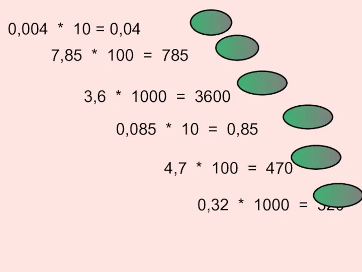 0,004 * 10 = 0,04 7,85 * 100 = 785