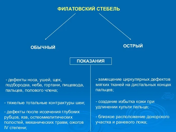 ФИЛАТОВСКИЙ СТЕБЕЛЬ ОБЫЧНЫЙ ОСТРЫЙ ПОКАЗАНИЯ - дефекты носа, ушей, щек,