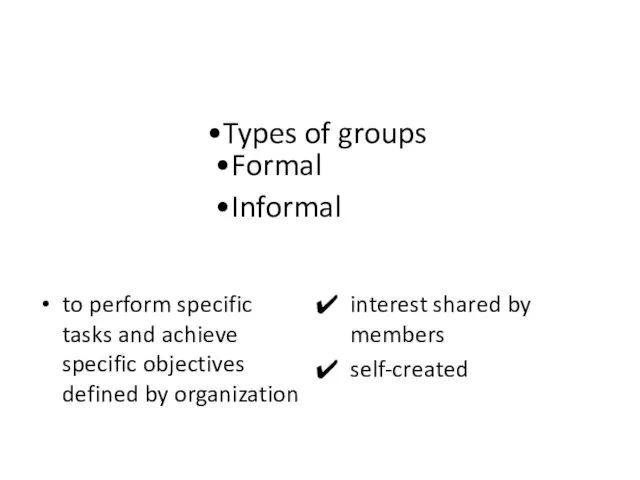 Formal and informal interest shared by members self-created to perform