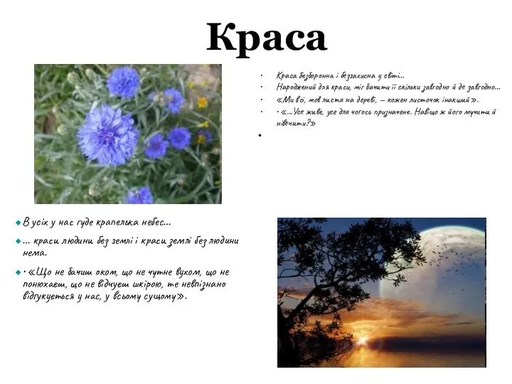 Краса Краса безборонна і беззахисна у світі… Народжений для краси,