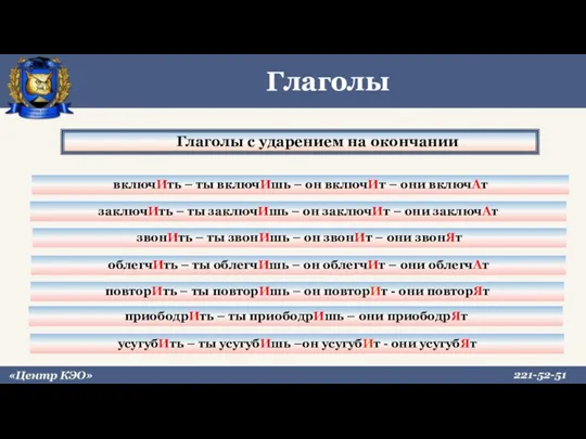 Глаголы с ударением на окончании включИть – ты включИшь –