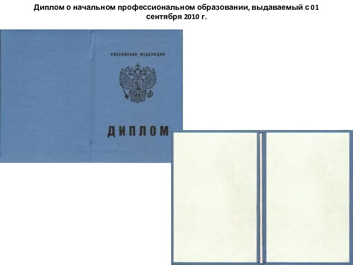 Диплом о начальном профессиональном образовании, выдаваемый с 01 сентября 2010 г.