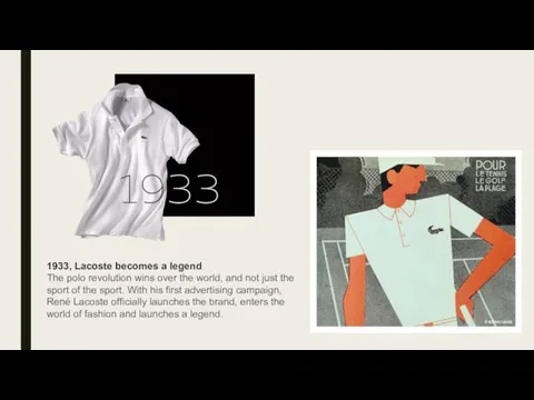 1933, Lacoste becomes a legend The polo revolution wins over