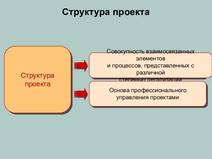 Структура проекта Структура проекта Совокупность взаимосвязанных элементов и процессов, представленных