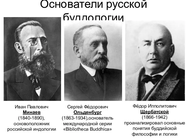 Основатели русской буддологии Фёдор Ипполитович Щербатской (1866-1942) проанализировал основные понятия