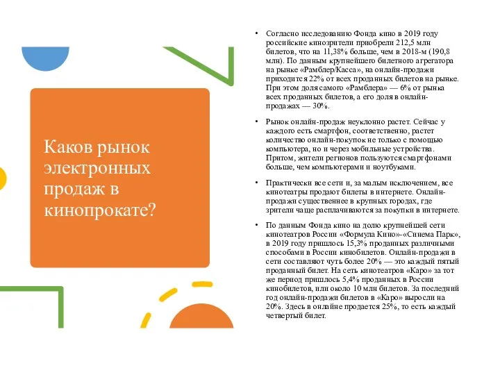 Каков рынок электронных продаж в кинопрокате? Согласно исследованию Фонда кино