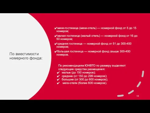 По вместимости номерного фонда: мини-гостиница (мини-отель) — номерной фонд от