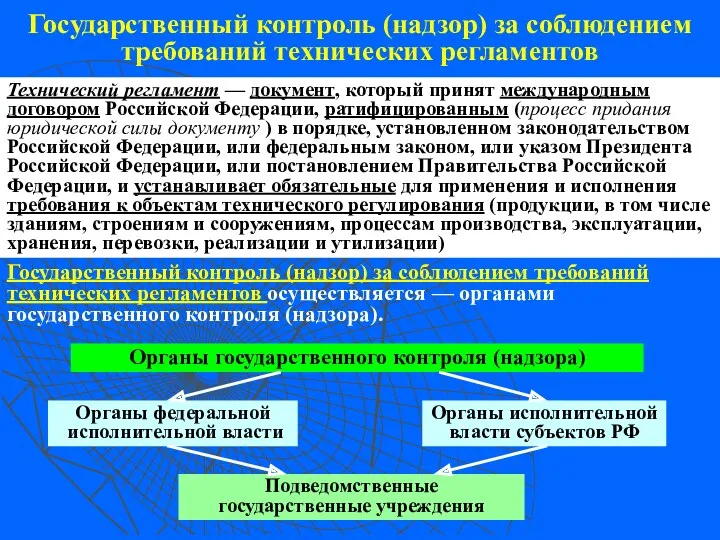 Государственный контроль (надзор) за соблюдением требований технических регламентов